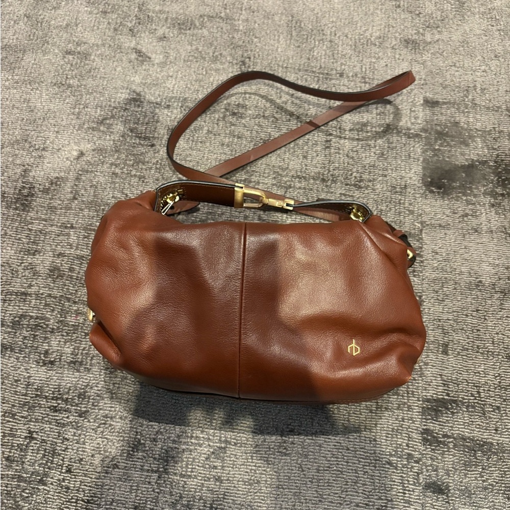 rag & bone Cognac Leather Shoulder Bag with Gold Hardware